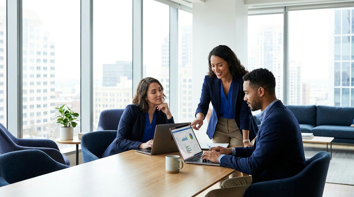 Marketing team reviewing campaign analytics