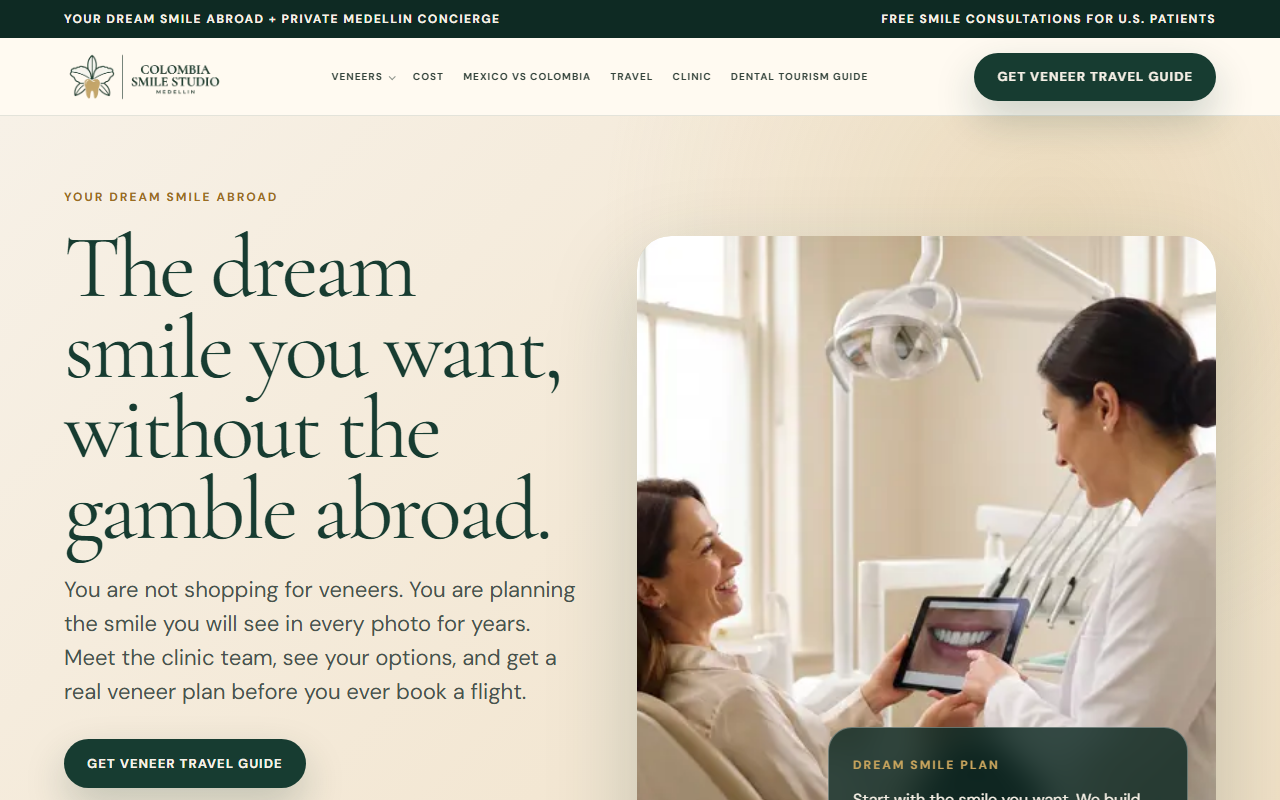 Preview of the Colombia Smile Studio website